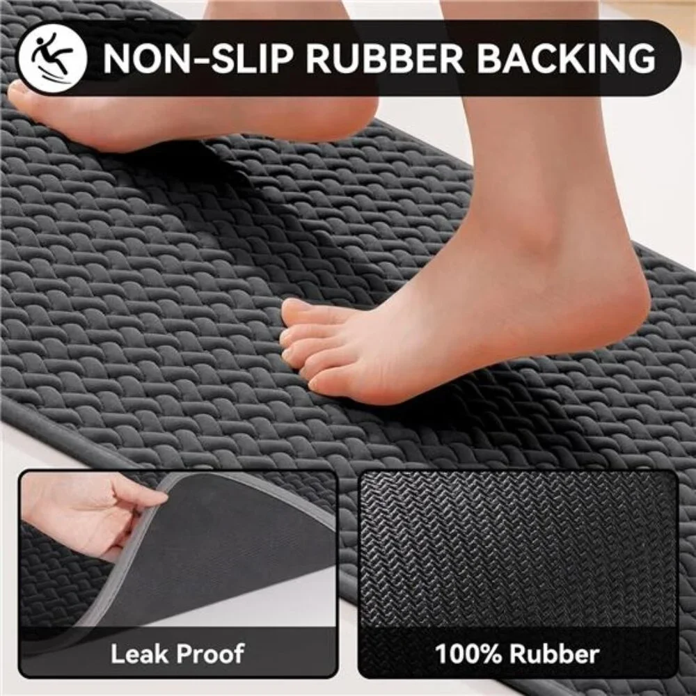 Non Slip Bath Mat Super Absorbent Quick Dry Foam Bathroom Rug Washable 16x24